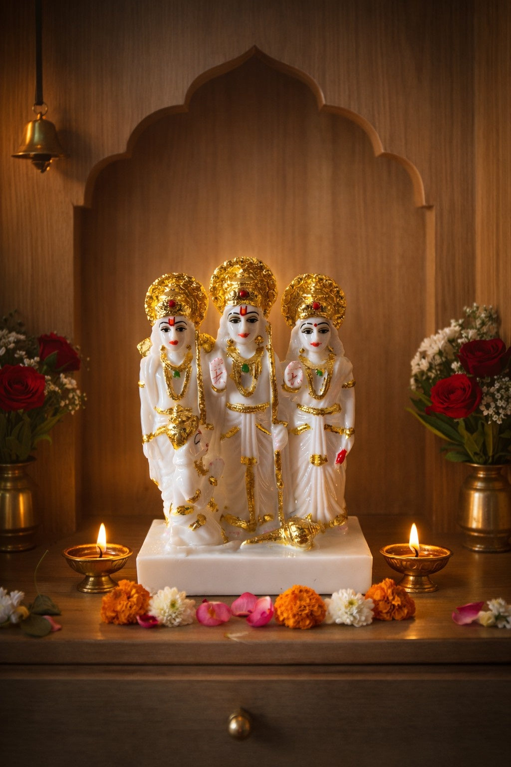 Premium Marble Ram Darbar Murti (Ram, Sita, Lakshman & Hanuman)