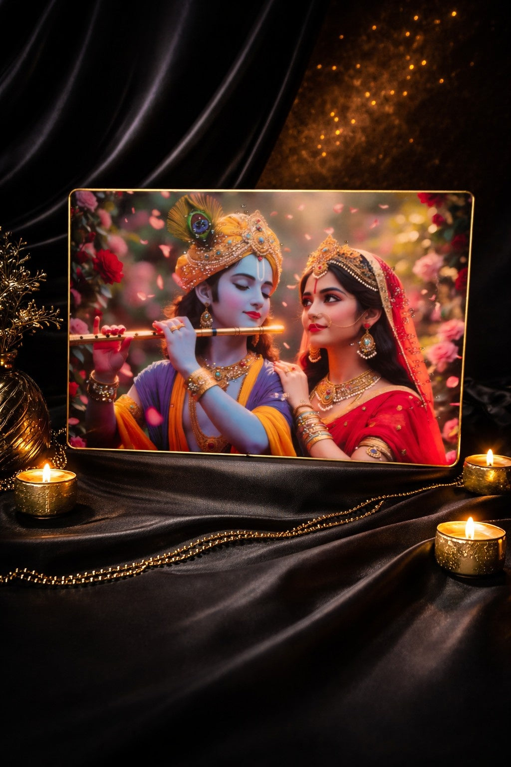 Radha Krishna Divine Love Crystal Painting