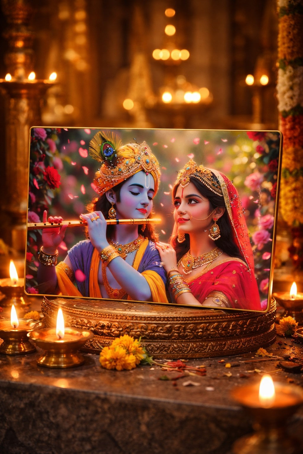 Radha Krishna Divine Love Crystal Painting