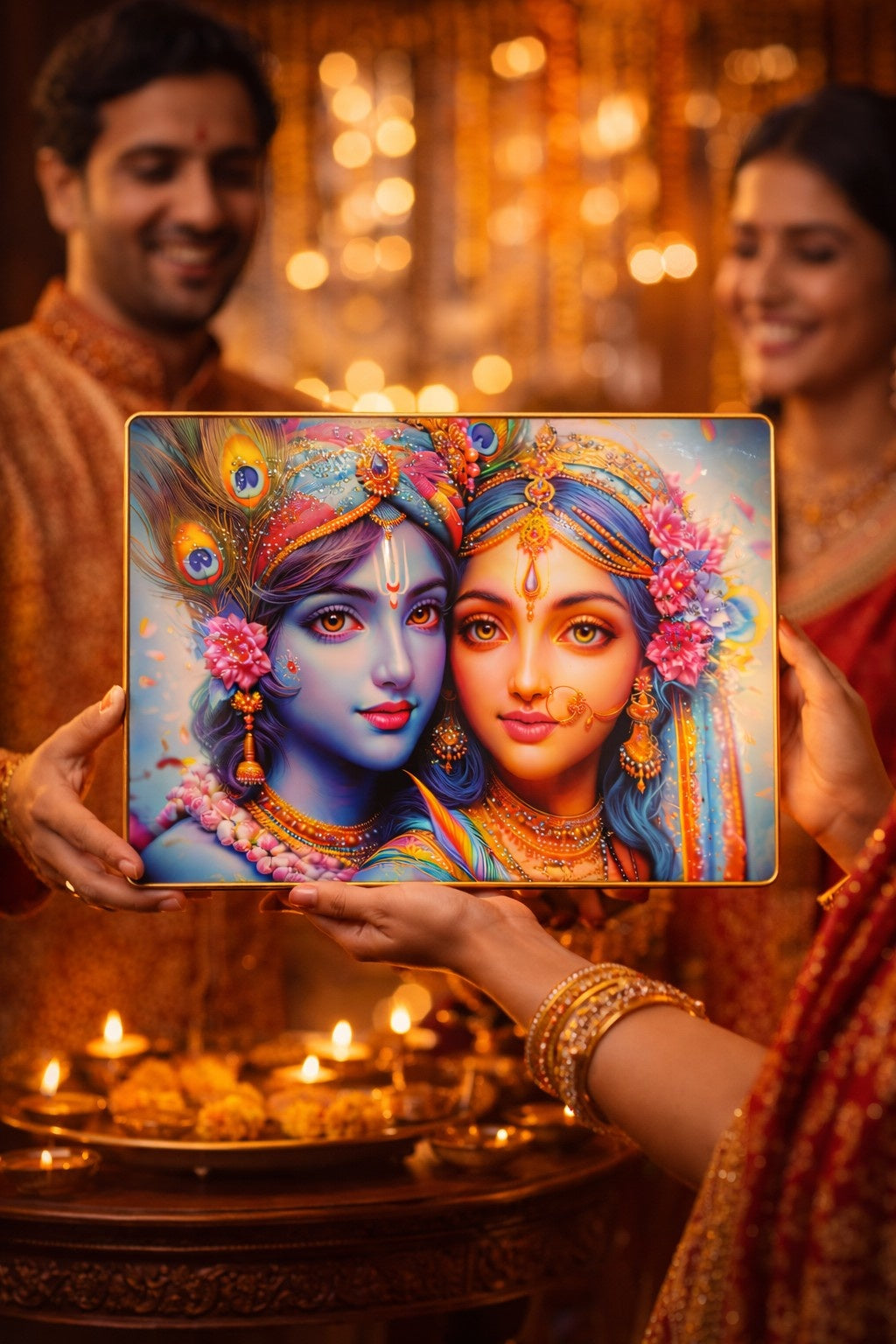 Premium Radha Krishna Crystal Painting