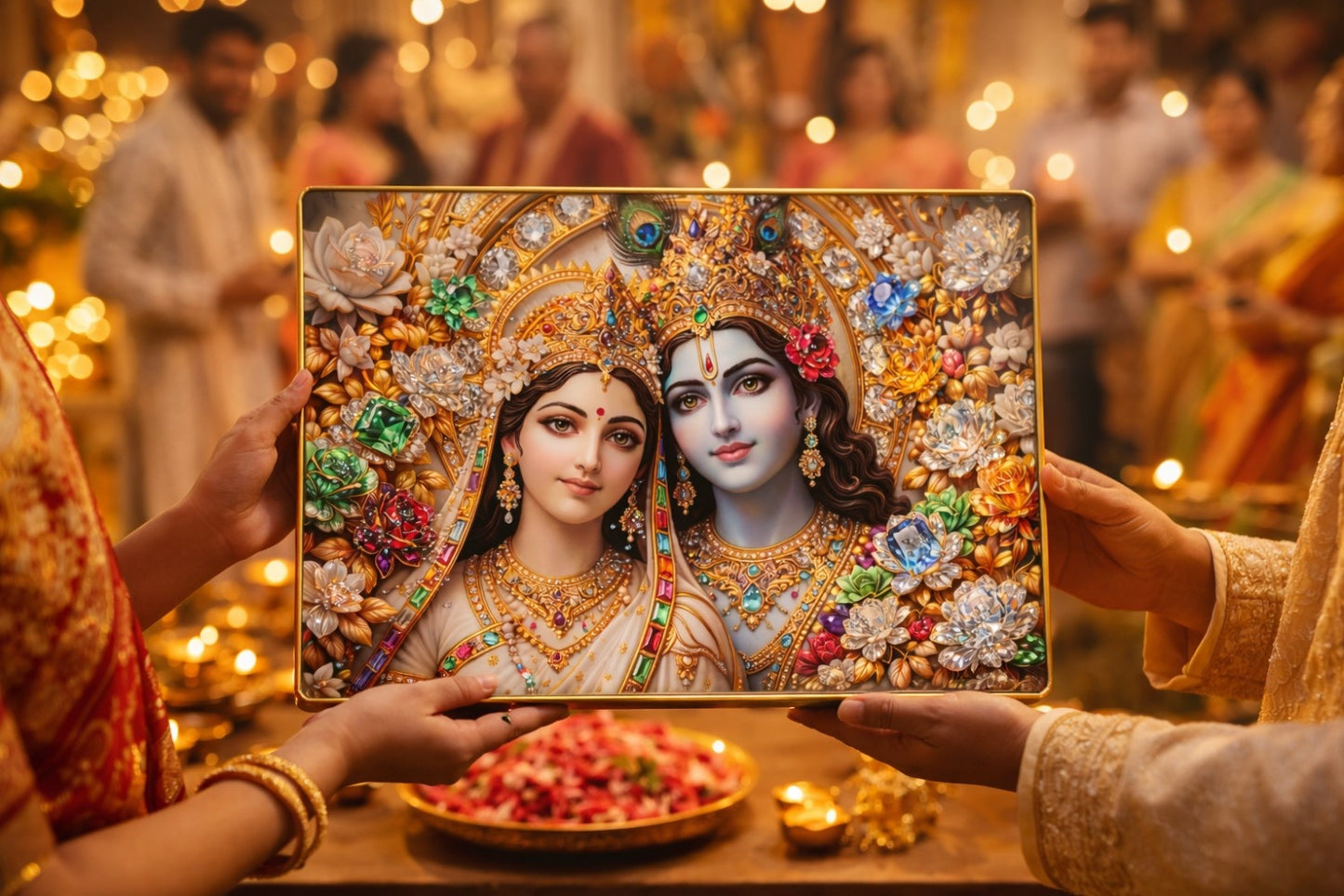 Premium Radha Krishna Crystal Painting