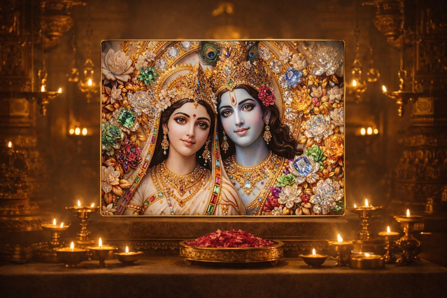 Premium Radha Krishna Crystal Painting