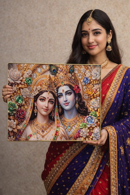 Premium Radha Krishna Crystal Painting