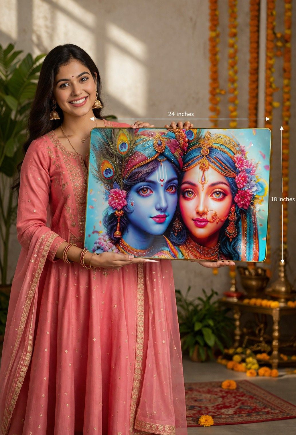 Premium Radha Krishna Crystal Painting