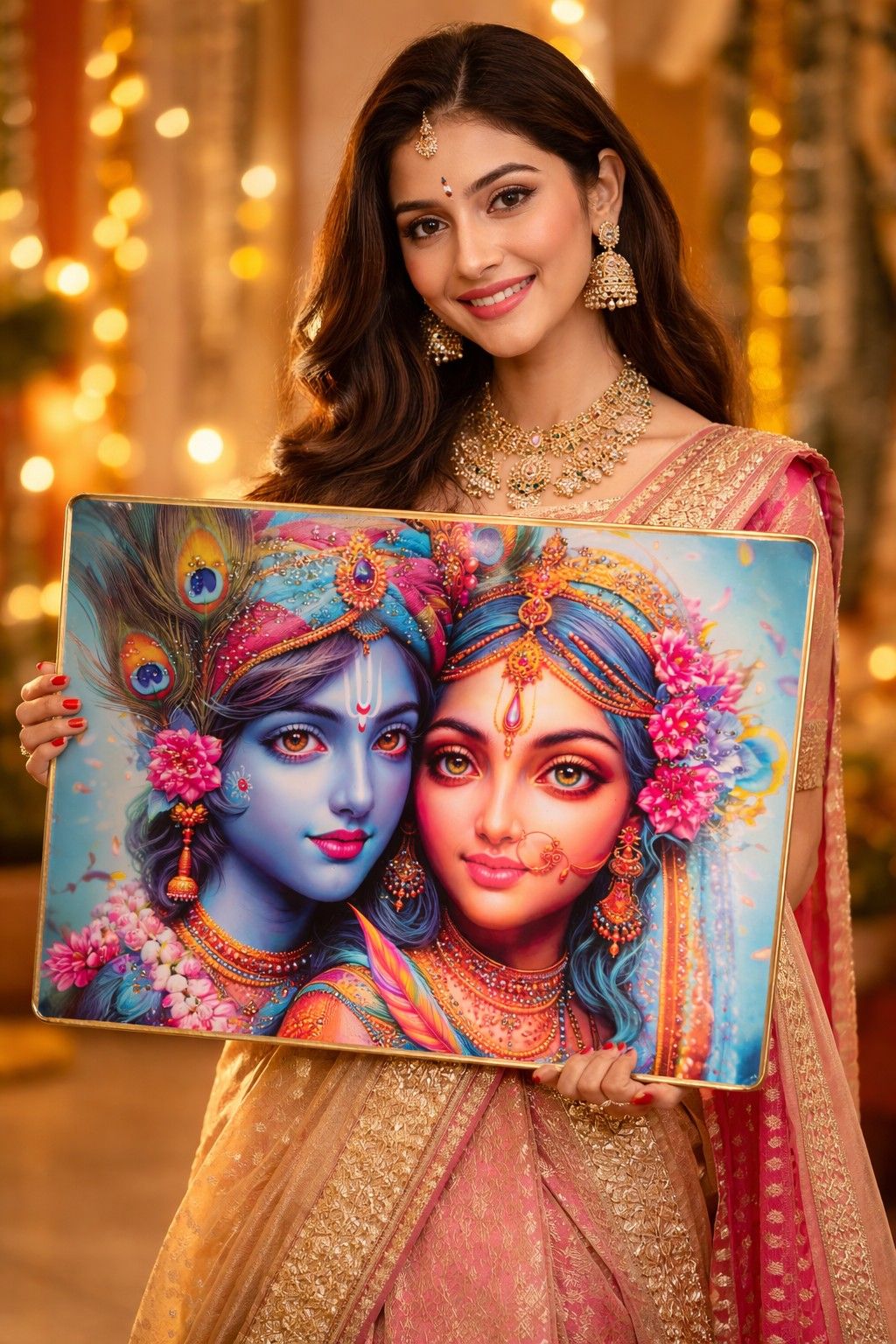 Premium Radha Krishna Crystal Painting