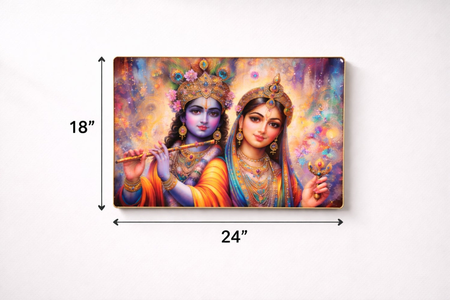Premium Radha Krishna Crystal Painting with Flute