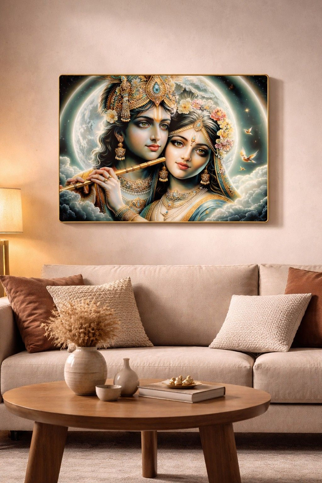 Premium Radha Krishna Moonlight Crystal Painting