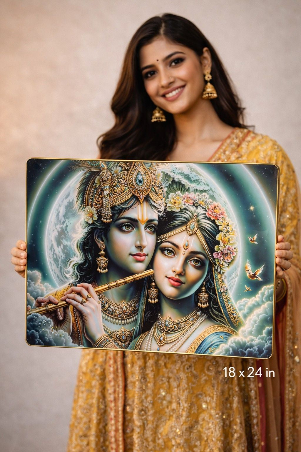 Premium Radha Krishna Moonlight Crystal Painting