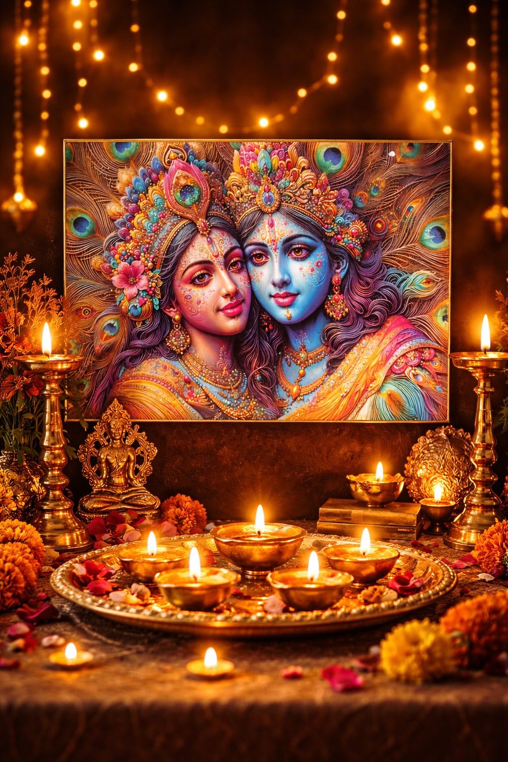 Premium Radha Krishna Crystal Painting