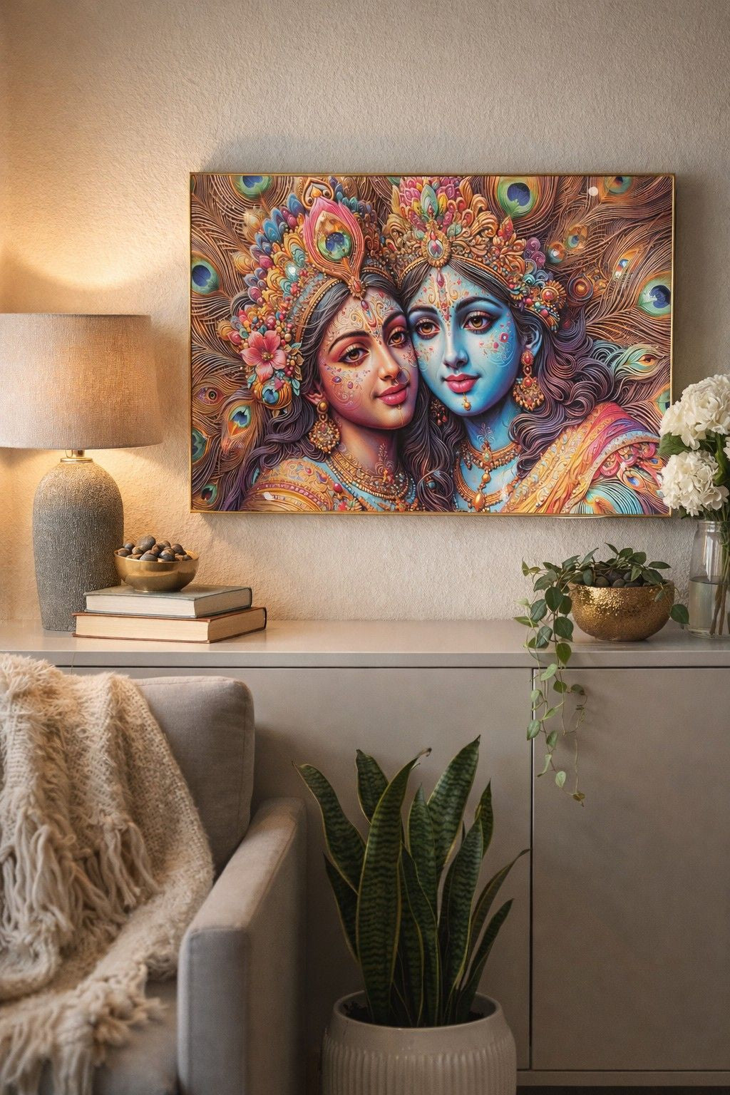 Premium Radha Krishna Crystal Painting