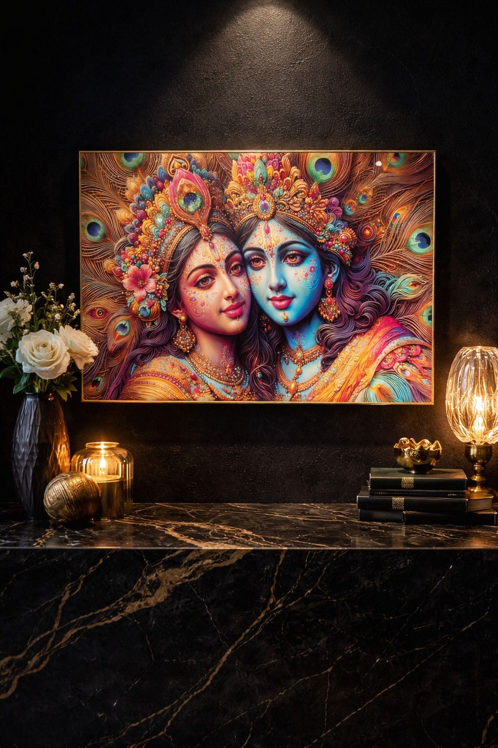 Premium Radha Krishna Crystal Painting