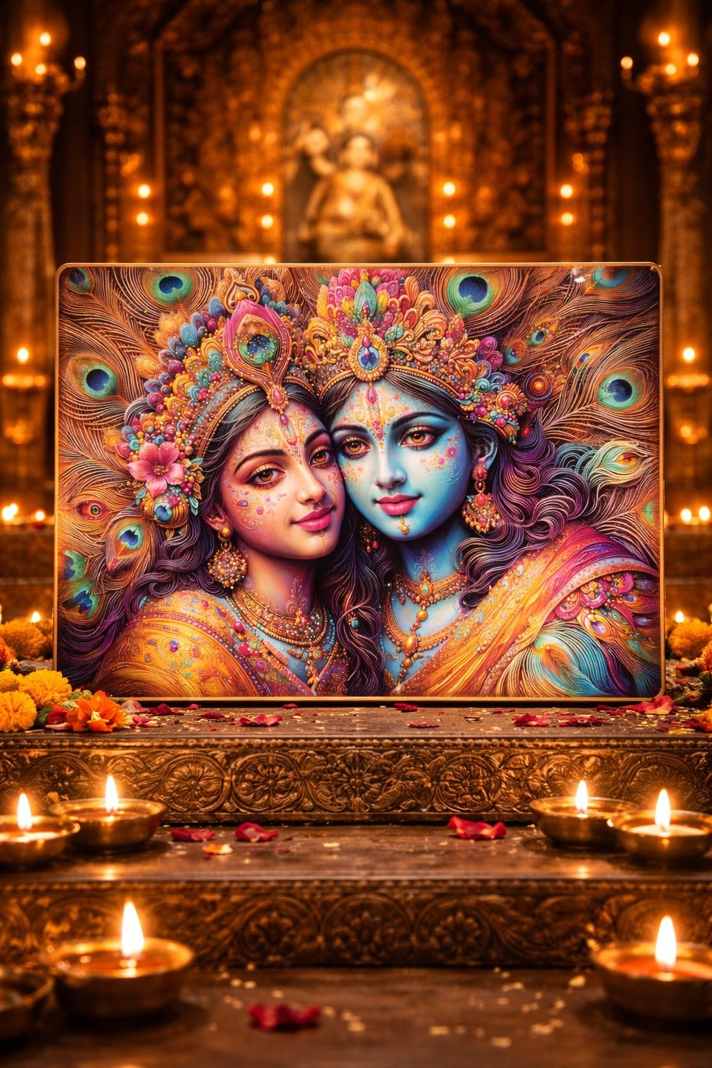 Premium Radha Krishna Crystal Painting