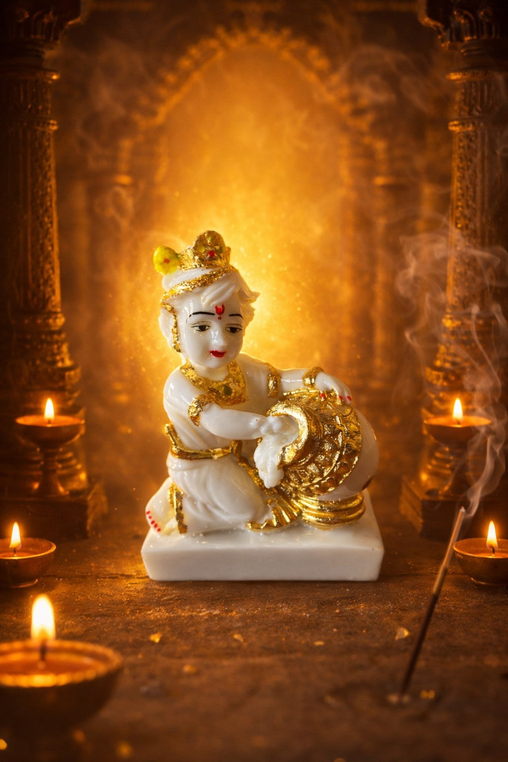 Premium Marble Makhan Chor Laddu Gopal Murti