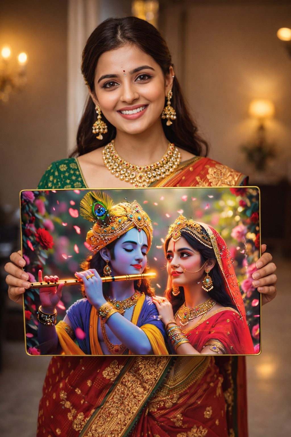 Radha Krishna Divine Love Crystal Painting