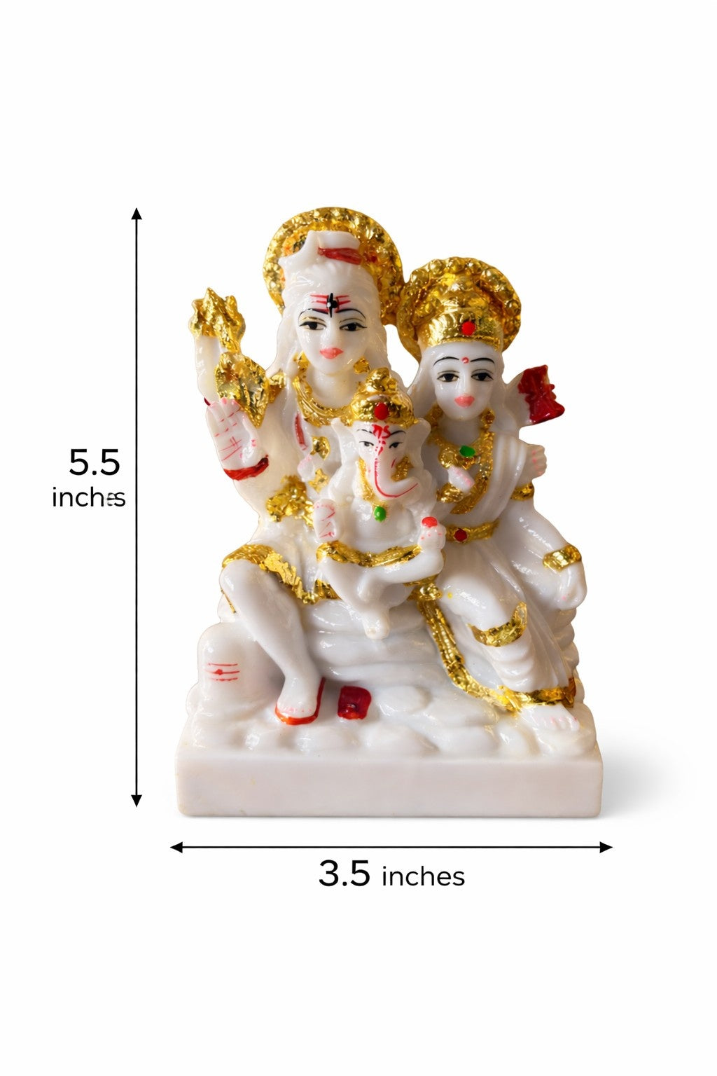 Premium Marble Shiv Parivar Murti (Shiva Parvati Ganesh)